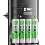 EBL Akku Ladegerät für AA AAA 9V Akku, Plug Charger mit 4x AA Akku 2800mAh, Universal Batterieladegerät, EBL C802 Akkuladegerät mit Akku Set