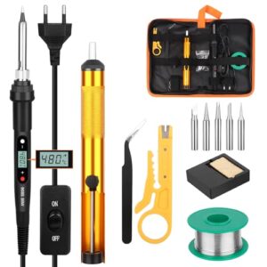 VFANDV Lötkolben Set, 80W 180-520°C Mit Ein/Aus Schalter LCD Einstellbar Temperatur Soldering Iron, Mini Lötset für Elektrische Arbeiten - Lötgerät