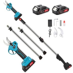 35mm Astschere Akku mit 2,6 m Teleskopstange: Akku Gartenschere mit LCD-Display, 2 x 2,0 Ah Akkus, für Gartenarbeit, Weinberge, Obstbäume, Hecken und Bäume