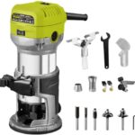 Dewinner Oberfräse,710 W Kantenfräse, 13000 – 33000 U/min, 6 Geschwindigkeitsstufen, 3 Klemmen mit 1/4 Zoll (6 mm) und 8 mm, Profi-Laminiergerät mit Zubehör