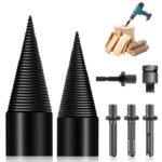 Holzspalter Bohrer 45mm + 32mm Holzspalter Schraube Kegel, Bohrkegel Holzspalte Set mit 5 Bohrgriffe - Präzises & schnelles Spalter für Holz - kompatibel mit Bohrmaschine, Akkuschrauber