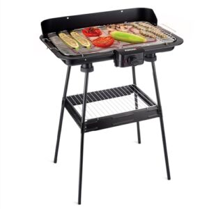 Korona 46221 Elektrischer Standgrill mit XXL-Grillrost (51 x 30 cm) / 2200 Watt/Windschutz/Kontrollleuchte/Sicherheitsschalter/stufenlose Temperatureinstellung