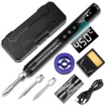 VOKTTA USB Lötkolben Set mit LCD, Akku Lötkolben, Keramischem Heizkern, Einstellbare Temperatur 200-450℃, 3 Lötspitzen, Mini Lötstation Geeignet für Kleiner Reparatur wie Leiterplatten&Schmuck