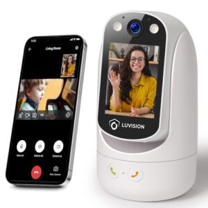 LUVISION WLAN PTZ Überwachungskamera Auto-Tracking Video Anrufkamera, Telefonkamera mit Gegensprechfunktion für Kinder Senioren und Haustier Überwachung mit App, Nachtsicht, KI Bewegungsverfolgung