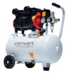 Starkwerk Flüsterkompressor Kompressor Druckluftkompressor Silent 69 dB SW 375/10 Pro 1100 Watt 10 Bar 24 Liter Kessel inklusive Druckminderer und Wasserabscheider