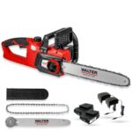WALTER Li-Ion Akku-Kettensäge 40 V brushless, Kettengeschwindigkeit 13 m/s, Schnittlänge 350 mm, kraftvolle Leistung, leichte Handhabung, ca. 30 min Laufzeit, inkl. Schwert, Sägekette und 2 Akkus