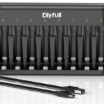 Dlyfull Ladegerät Batterien AAA AA, 8 Fach Akku Ladegerät für NI-MH/NI-CD Mignon AA und Micro AAA mit LED Anzeige, 5V/2A USB-C Schnell Batterieladegerät für Wiederaufladbaren Batterien (Schwarz)