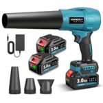 Yofidra Upgrade Turbo Gebläse Akku, Bürstenloses Laubbläser Akku, 300m/s Jet Fan mit 2 Akkus, 3 Gang, 4 Düsen, 33,000RPM Turbo Fan für Laubblasen Auto Laub, Schnee, Staub