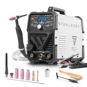STAHLWERK Schutzgasschweißgerät 2-in-1 Kombi DC WIG 200 ST – WIG & MMA-Funktion (E-Hand/ARC) bis 200 A, HF-Zündung, Hotstart, Anti-Stick, geeignet für Stahl, Edelstahl, Kupfer und Messing, kein Alu
