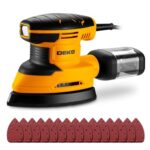 Deltaschleifer Schleifmaschine für Holz: DEKOPRO 180W Dreieckschleifer mit Absaugung, 13000 RPM Multischleifer mit 15 Schleifblättern, Klein Schleifgerät zum Schleifen Polieren für Holzbearbeitung