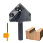 Sinoprotools Wendeplatten V-Nutfräser, Schaft 8mm,V Groove Oberfräser mit 2-seitigen Austauschbare Hartmetall(HW), Durchmesser 38.1mm, Nutzlänge 32mm, Winkel 90°, Z2