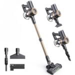 Lubluelu Akku Staubsauger Kabellos, 450W Motor & 45kPa Saugleistung, Leichter & Leiser Akku-Standstaubsauger mit LED-Anzeige, Ideal für Tierhaare, Teppiche, Hartböden & Auto, Gold