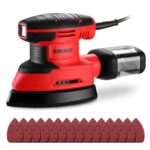 Deltaschleifer Schleifmaschine für Holz: DEKOPRO 180W Dreieckschleifer mit Absaugung, 13000 RPM Multischleifer mit 15 Schleifblättern, Klein Schleifgerät zum Schleifen Polieren für Holzbearbeitung Rot