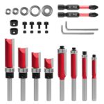 Bündigfräser 10 Stück, 8mm, Bündigfräser Kugellager Oben, B35 mm Scharnier Bohrschablone, verdeckte Scharnierlehre, Türschrank-Scharnierlehre