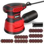 SHALL Exzenterschleifer 350W, mit 30 Schleifpapieren, 6 variable Geschwindigkeiten 13000 U/min, 125MM Handgerät, Staubabsaugungsfunktion, geeignet zum Schleifen, Polieren und für Holzarbeiten.