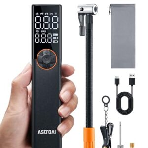 AstroAI Fahrradpumpe Elektrische Luftpumpe, 150PSI Mini Tragbare Akku Fahrradpumpe alle ventile, Hochspannungsmotor Speziell für Fahrrad, Wiederaufladbare für Stadtrad, Rennrad, Mountainbike, Orange