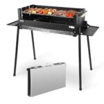 Denmay Großer Klappgrill tragbarer Camping Grill mit Gestell, Holzkohlegrill inklusive Grillrost, Holzkohlegrills Grill BBQ Portable, Tischgrill Campinggrill Picknickgrill, Mangal Grill Schaschlik
