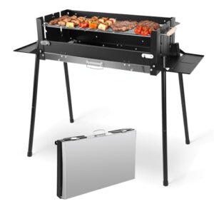 Denmay Großer Klappgrill tragbarer Camping Grill mit Gestell, Holzkohlegrill inklusive Grillrost, Holzkohlegrills Grill BBQ Portable, Tischgrill Campinggrill Picknickgrill, Mangal Grill Schaschlik
