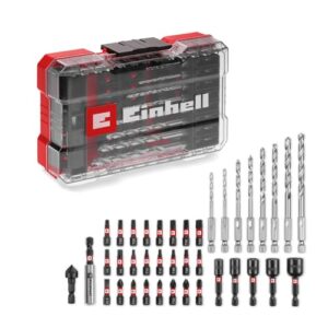 Original Einhell M-CASE 39-tlg. schlagfestes Zubehör-Set (25-mm-Bits, Metallbohrer, 60-mm-Bithalter, Steckschlüssel, Senker inkl. Aufbewahrungsbox)
