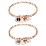 Theluckytag Verbessertes QR-Code-Armband für Damen, medizinisches Notfall-Armband, Sterlingsilber, 17,8 cm ~ 22,9 cm Kettenglieder, mehr Platz sparen und ändern, Notfall-Med-Info, Medium, Edelstahl