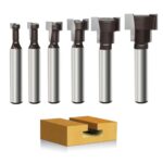 GLRYD 6-tlg. T-Nutfräser-Set 8mm Schaft – Hartmetall T Nut-Fräser Oberfräse, T-Track Schlitz, für Holz, Holzbearbeitung (Durchmesser 5.35/7/10/13/17/19mm)