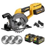 MELLWIN Akku Handkreissäge 6 INCH, Bürstenlos 7200RPM Akku Kreissäge mit 2 4000mAh Akkus,Mini kreissäge Schnitttiefe 55mm, 0-45°, 21 V, 3x16T Sägglinge, 1 Austauschwerkzeuge