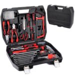 LEHMANN Werkzeug Set 65-teilig - Kunststoffkoffer mit Tragegriff - Werkzeuge mit gummiertem Griff - Werkzeugkoffer inkl. Schraubenschlüssel, Hammer, Zangen - Werkzeugset für Werkstatt & Haushalt