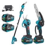 Yofidra 8 Zoll Elektrische Kettensäge mit Teleskopstange & 30mm Elektrische Astschere, Hochentaster Akku mit 2x3000mAh Akkus, 4-in-1 Gartenwerkzeug Set mit akku und ladegerät, Max. Reichweite bis 4,2m