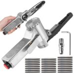 URHELP Luftbandschleifer, Fingerschleifer mit 360° Drehbarem Griff, mit 25 Schleifbänder 330 * 10mm, Pneumatisches Polierwerkzeug für Schleifen, Feilen und Entfernen