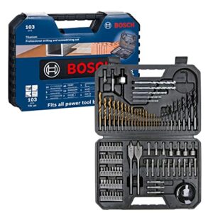 Bosch Professional 103tlg. Bohrer- und Bit Set Titanium Box (für Holz, Stein und Metall, Zubehör Bohr- und Schraubwerkzeuge)