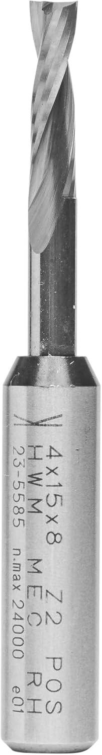 ENT 10022 Spiralnutfräser Premium VHW, Schaft (S) 8 mm, Durchmesser (D) 4 mm, NL 15 mm, GL 60 mm