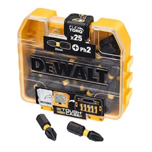 Dewalt Extreme Impact Torsion Schrauberbit-Pack DT70555T (Ph2, Gesamtlänge 25 mm, 25 Stück in Tic Tac Box, hochwertige Bits, extrem widerstandsfähig, passend für ToughCase+ & TSTAK Caddy)