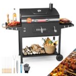 TRIUMPHKEY Grillwagen Smoker Holzkohlegrill, Edelstahl Grillwagen für Outdoor Garten, Camping BBQ Smoker