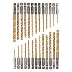 26 teiliges Titan Bohrerset, Sechskantschaft Schnellbohrkronen, 1,5-6,5 mm Schnellarbeitsstahl, Titan-beschichteter HSS Bohrersatz, Schnellwechsel, 1/4 "Sechskantschaft