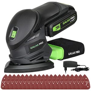 GALAX PRO 20V Li Akku-Multischleifer mit Staubfangsack, 20 Stück Schleifpapier | 20V 140mm x 94mm Deltaschleifer inkl. Akku und Ladegerät