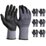 LOCCEF Arbeitshandschuhe Herren/Damen, 6 Paare - Nitril beschichtet, nahtlos gestrickte Nylon-Handschuhe für Heimwerken, Handwerk und Gartenarbeit(9/L, Grau-6 Paare)