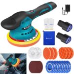 Qimu Akku Poliermaschine, Auto Poliermaschine Set 22pcs, 12V Mini Akku Exzenter Poliermaschine Polierer mit 2pcs 2,0 Ah Batterien, Akku Wachsmaschine, Akku-Polierer für Wachsen, Autopflege, Polieren