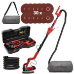 LEHMANN Trockenbauschleifer 1800W - Schleifteller Ø225mm - Schleifgiraffe mit LED-Licht und Teleskopstiel verstellbar - Wand und Deckenschleifer mit Absaugung - inkl. 30 Schleifscheiben & Koffer