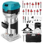 Holzfräse Oberfräse Electric Hand Holz Fräsmaschine mit Koffer - 15 Set Zubehör 980 W 330000 R/min 6,35 mm 8mm - Wood Router Kantenfräse Handpalmenfräser für die Holzbearbeitung