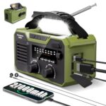 27000mAh Kurbelradio Notfall,Notfallradio Solar Kurbel FM/AM Mit Bluetooth 5.3, Emergency Radio SOS-Alarm&Kompass&Taschenlampe,Survival Radio für Outdoor Vorbereitung auf Naturkatastrophen (Grün)