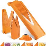 Börner Gemüsehobel V3 (Starter Set) • V-Hobel für 5 Schnittarten • Verstellbarer Küchenhobel für Gemüse & Obst • Hobel mit Edelstahl V-Klinge • Inkl. Fruchthalter • Farbe: Orange