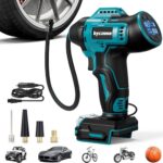 Akku Kompressor für BOSCH 18V Akku, 11bar Autoreifen Luftpumpe,160 PSI Tragbare mit Abschalautomatik und Manometer Luftkompressor mit 12V Autostromkabel für Auto, Motorrad, Fahrrad