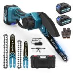 Akku Kettensäge 880W Bürstenloser Motor, Mini Kettensäge Kompatibel mit Makita 18V Akku, mit 2x 4Ah Akku,6/8 Zoll Handkettensäge für Holzschneidenz,Garten & Äste für Männer zu Valentinstag
