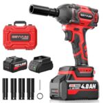 SEYVUM Akku Schlagschrauber mit 4.0Ah akkus,schlagschrauber akku,1/2 Zoll Bürstenloser Schlagschrauber mit LED-Licht für Autoreifen, Gerüstbau und Automobilmontage, 4 Stecknüsse, Schnellladegerät