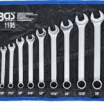 BGS 1195 | Maul-Ringschlüssel-Satz | 12-tlg. | Zollgrößen | SW 1/4" - 15/16" | inkl. Tetron-Rolltasche | Gabelringschlüssel