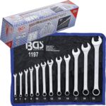 BGS 1197 | Maul-Ringschlüssel-Satz | 12-tlg. | SW 6 - 22 mm | inkl. Tetron-Rolltasche | Gabelringschlüssel