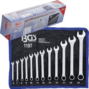BGS 1197 | Maul-Ringschlüssel-Satz | 12-tlg. | SW 6 - 22 mm | inkl. Tetron-Rolltasche | Gabelringschlüssel