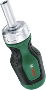 Bosch Stubby Ratschenschraubendreher mit Bit Magazin, 6-teilig (kompakter Ratschenschraubendreher mit hohem Drehmoment; 6 Bits – PH2,SL5,TX25,HEX3/4/5; ergonomisch; magnetischer Bithalter)