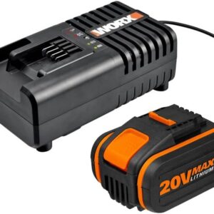 WORX Starter-Set, Lithium-Akku und Schnellladegerät WA3604, Akku 20 V, 4 Ah, Schnellladung eine Stunde, kompatibel mit allen kabellosen Werkzeugen von WORX Powershare