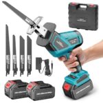 Yofuly Akku Säbelsäge für Ma-kkita 18V 21V Akku, Reciprosäge mit 2x 3000mAh Akku und Ladegerät, Elektrisch Fuchsschwanz Säge mit 3500SPM 6 Variabler Drehzahl Universalsäge für Holz, Metall